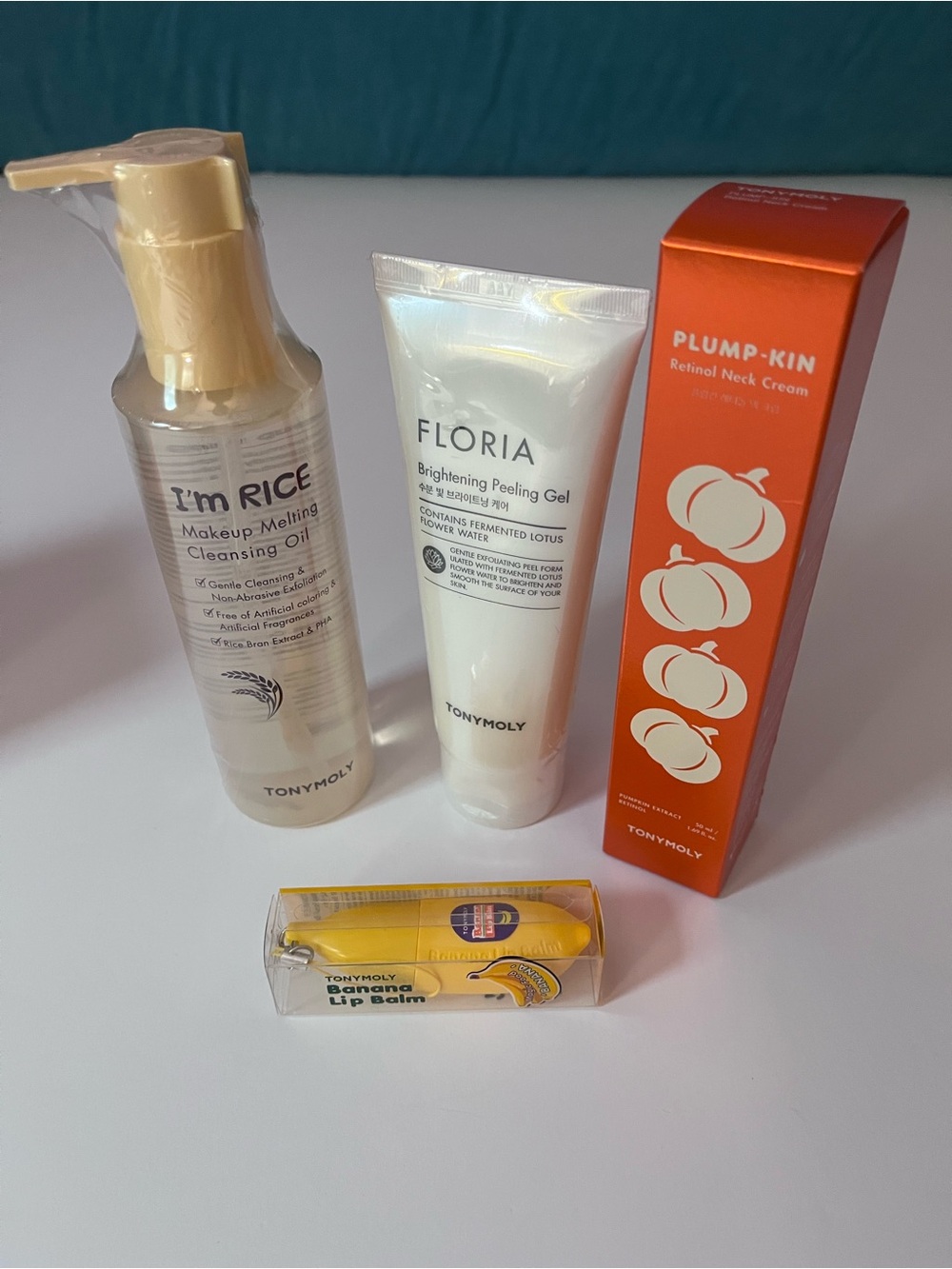 4pc TONYMOLY K Beauty Skincare Set Rice Cleansing Oil Retinol